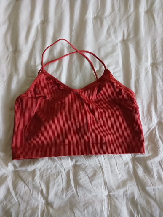 No Boundaries Other - No Boundaries Red Ribbed Crop Top with Thin Straps